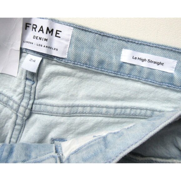 NWT Frame Le High Straight in Cloud Tie Dye Raw Hem Stretch Crop Jeans 24 - Picture 7 of 13